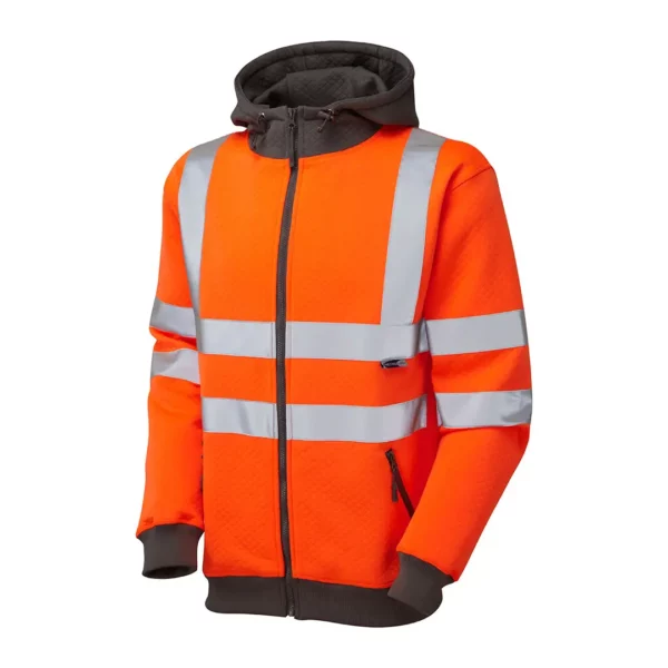 Saunton ISO 20471 Full Zip Hi Viz Hooded Sweatshirt