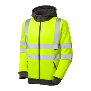 Saunton ISO 20471 Full Zip Hi Viz Hooded Sweatshirt