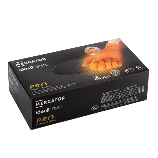 Box (50) Orange Mercator Ideall® Grip Gloves - Image 2